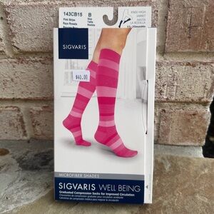 Sigvaris Pink Striped Knee-High Compression Socks